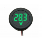 Вольтметр автомобильный врезной круглый (4V-100V, 2pin) 33.8 х 18мм  зеленый