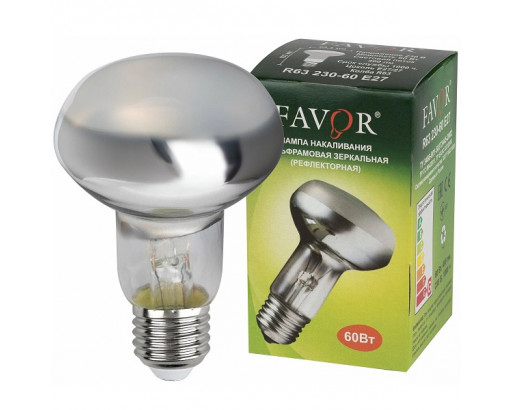 Лампа накаливания Рефлекторная R63 E27 60W 220V Зеркальная Прозрачная Favor (Калашников) 8105011