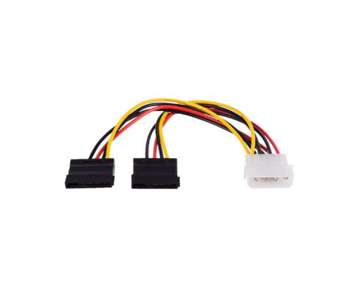 Кабель GoPower MOLEX (f)-2SATA (m) 0.2м PVC RoHS Premium Zip-Lock