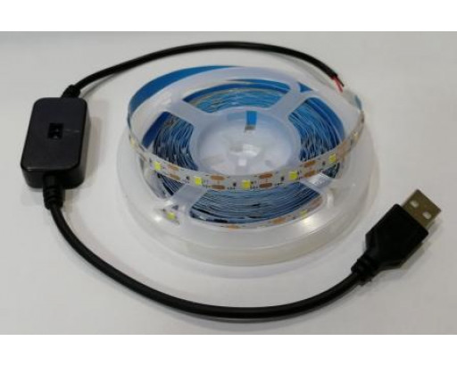 Лента  5v USB КОМПЛЕКТ IP65 Нейтральный белый  5W/m КАТУШКА 5м с сенсоным датчиком SMD2835 60LED/м 4000K