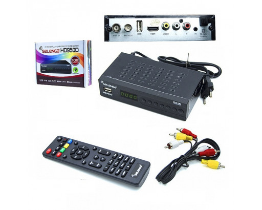 Ресивер эфирный Selenga HD950D DVB-T/T2/C (2USB/HD/RCA/кнопки/дисплей/металл/ пульт/H264/поддержка Wi-Fi/ Youtube, IPTV)