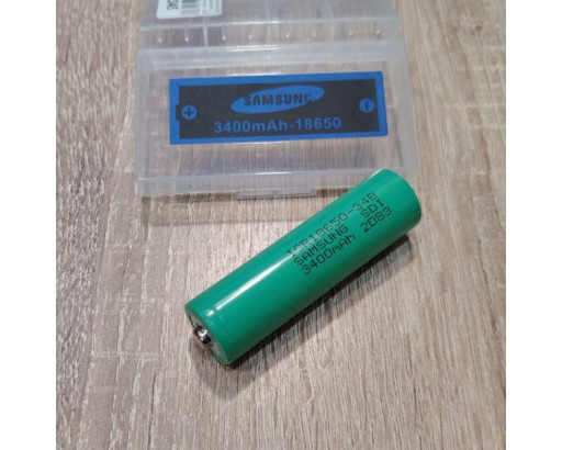 Аккумулятор 18650 Li-ion IMR 3,7V 3400mAh без защиты, высокий контакт    SAMS SDI ICR18650-34B   20A (зеленый)