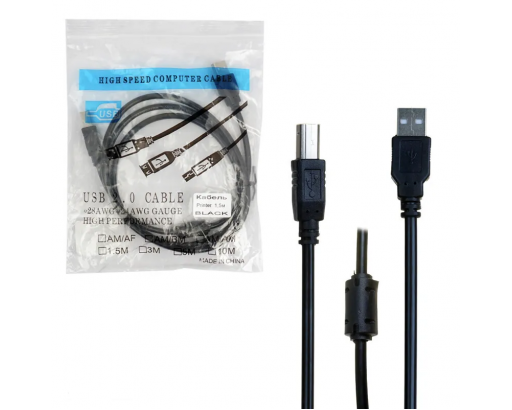 Шнур USB 2.0 (1,5 метра) (принтер-сканер) USB A (шт) - USB B (шт) с фильтром DL31