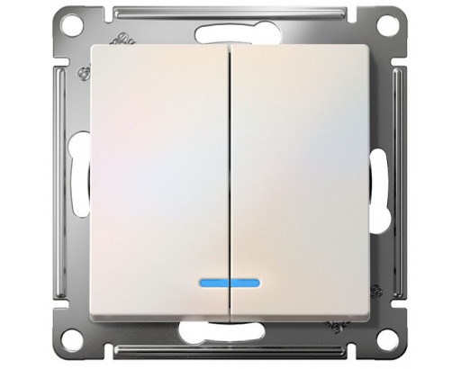 Schneider electriс AtlasDesign Жемчуг Выключатель 2-клавишный с подсветкой, сх.5, 10АХ, механизм, ATN000453  ЗАКАЗ