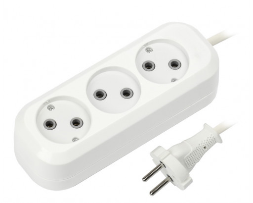 Удлинитель электрический Smartbuy, 3 гнезда 1,5 метра 10А/2,2kW без заземления ПВС 2х1,0 (SBE-10-3-1,5-N)/50