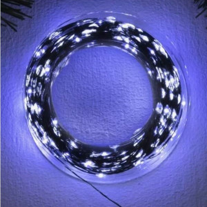 Гирлянда Нить Роса уличная светод.100м, 1000 LED, Холодный белый, темный провод (блок с контроллером IP44, 31V) (100м 1000LED)
