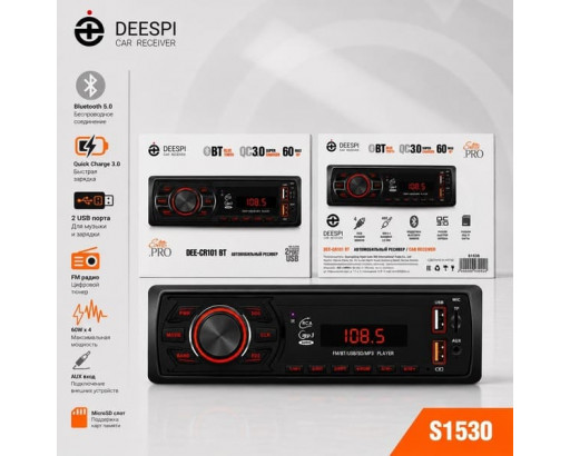 Автомагнитола DEESPI DEE-CR101BT 2USB/BT/TF/FM/ISO/4RCA