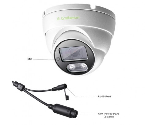 Камера IP GX-XFI-M6S 2,8mm 6Мп уличная, купол, APP Xmeye, металл, IP66, подсветка до 25м, 0,005 люкс, H265, дет. движ., POE, мик., 20fps