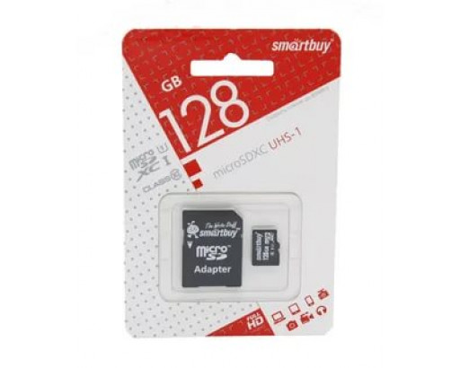 Карта памяти MicroSD128 Gb class 10 UHS-1 (с адаптером SD) Smartbuy      SB128GBSDCL10-01