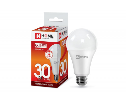Лампа светодиодная Груша E27 30W 220V 6500K Матовая A70 2850Лм (70х135мм) IN HOME VC 4690612024165