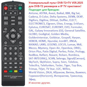 Пульт Универсальный DVB-T2+TV ver. 2025 (для всех цифровых приставок)