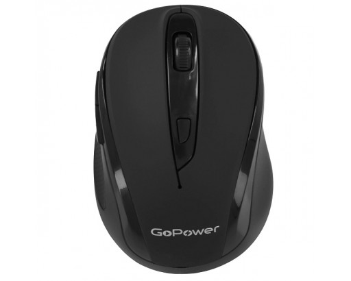 Мышь Беспроводная 2,4Mhz GoPower GPM03 классическая USB бесшумная Soft-Touch черный