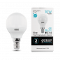 Лампа светодиодная Шар E14 10W 220V 4100K Матовая G45 730Лм (45х80мм) Gauss Elementary 53120