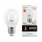 Лампа светодиодная Шар E27 10W 220V 3000K Матовая G45 710Лм (45х80мм) Gauss Elementary 53210