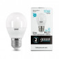 Лампа светодиодная Шар E27 10W 220V 4100K Матовая G45 730Лм (45х80мм) Gauss Elementary 53220