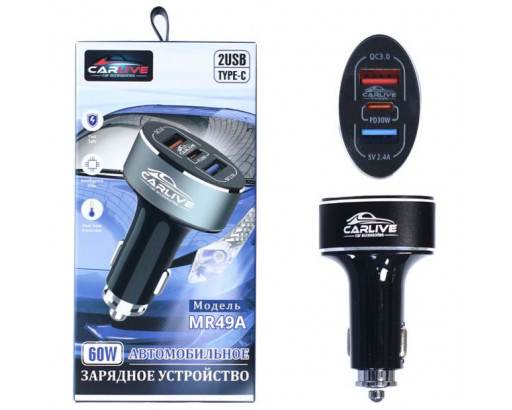 АЗУ MRM MR49A Metal (2USB,  QC3.0, 2.4A, PD 60W)