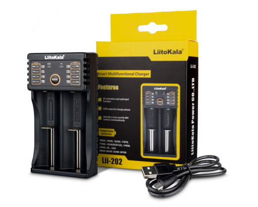 Зарядное устройство Li-ion/Li-FE/Ni-MH/Cd LiitoKala Lii-202 на 2акк.      (26650/22650/26500/18650/14500/18490/16340/17670/17500/17355/10440/A/AA/AAA)