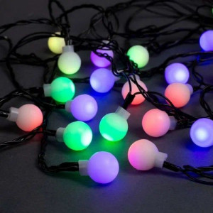 Гирлянда Нить с насадками ШАРИКИ матовые. 70 LED Мульти d=16mm 8.5м, свечение с динамикой, черный провод, 100L