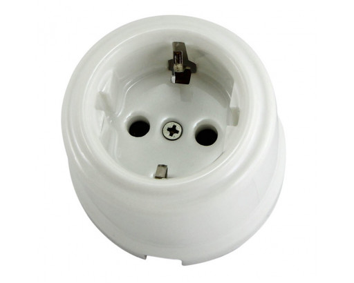 Розетка фарфоровая Болонь Белый 2П+З 16А 220V белая SQ1820-0007 TDM