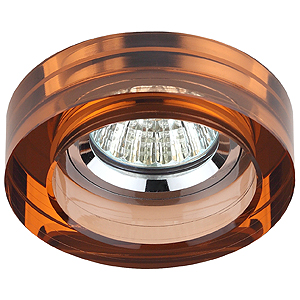 DK38 CH/BR Светильник ЭРА декор кругл «толст.стекло» MR16,12V, 50W, хром/коричневый