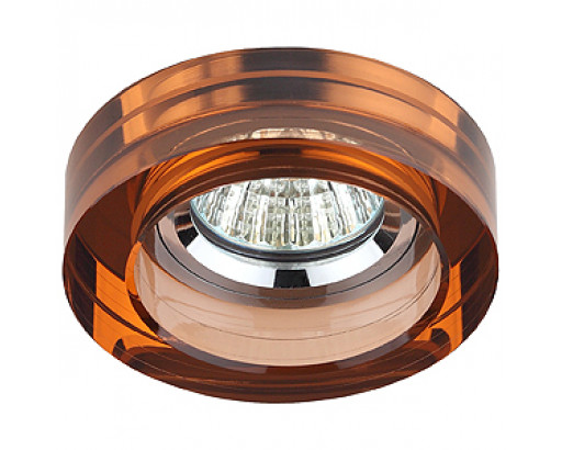 DK38 CH/BR Светильник ЭРА декор кругл «толст.стекло» MR16,12V, 50W, хром/коричневый