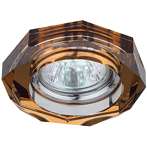 DK6 CH/T Светильник ЭРА декор стекло объемный многогранник MR16,12V, 50W, GU5,3 хром/янтарь
