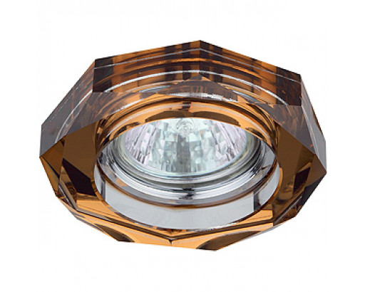 DK6 CH/T Светильник ЭРА декор стекло объемный многогранник MR16,12V, 50W, GU5,3 хром/янтарь