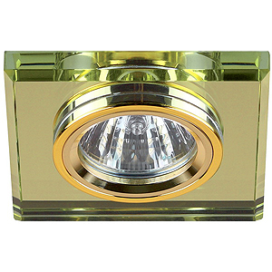 DK8 GD/YL Светильник ЭРА декор стекло квадрат MR16,12V, 50W, золото/зеркальный желтый