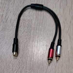 Переходник на проводе 1 гнездо RCA - 2 штекер RCA  30см  Premium R-08