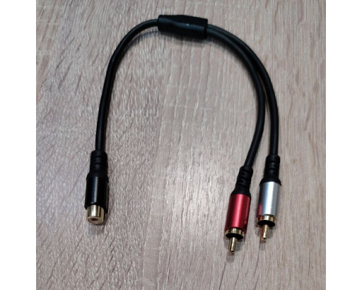 Переходник на проводе 1 гнездо RCA - 2 штекер RCA  30см  Premium R-08