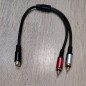 Переходник на проводе 1 гнездо RCA - 2 штекер RCA  30см  Premium R-08