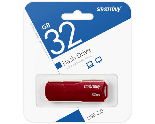 Флеш-накопитель USB 32-Gb Smartbuy     CLUE Burgundy (SB32GBCLU-BG)
