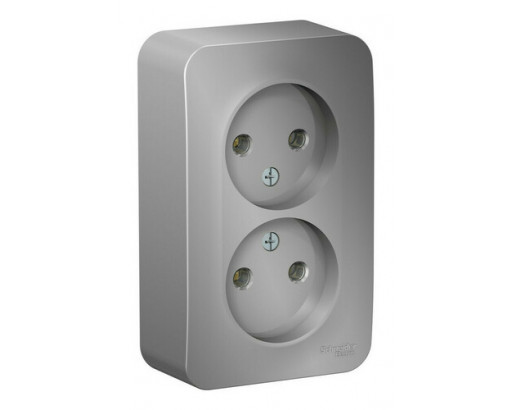 Schneider electriс Blanca Алюминий Розетка ОП-2 без заземления, без шторок  изол. пл 16А, 220V                BLNRA000213