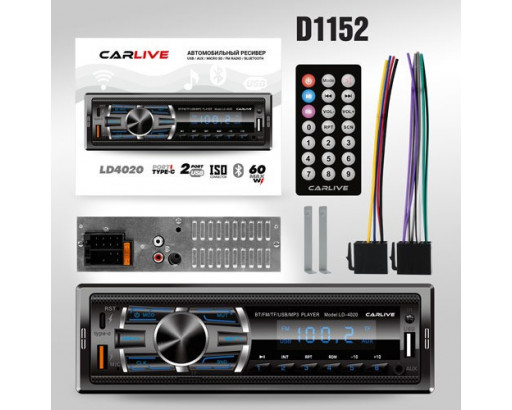 Автомагнитола CarLive LD4020 PD.2USB.TF.FM.ISO.2 RCA  12V
