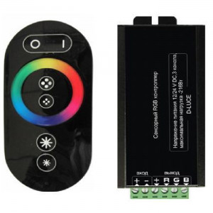 Контроллер для RGB лент СЕНСОРНЫЙ RF 18A (3канала х 6A) DC12-24V, 216W /432W  6 кнопок, черный, мет. GT666