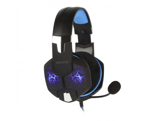 Гарнитура Smartbuy игровая SBHG-3000 RUSH TAIPAN, динамики 50мм, велюровые амбушюры, вирт.звук 7.1, чер/син