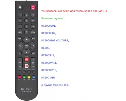 Пульт универсальный для TCL TC-97E PLUS LCD/LED TV аналог 42115