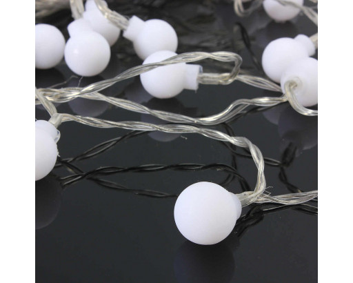Гирлянда Нить с насадками ШАРИКИ  20 LED теплый белый 4 м. (постоянное свечение, прозрачный провод)