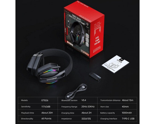 Наушники полноразмерные игровые беспроводные ONIKUMA GT826