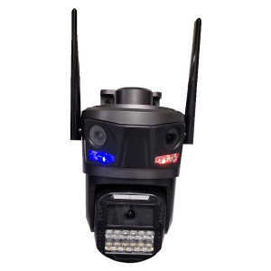 Камера IP поворотная Wi-Fi с удаленным доступом настенная (9 Mpx (3+3+3), 3 линзы, MicroSD до 256Гб, APP iCSEE Xmeye Pro, мигалка, сирена) P20-SP9