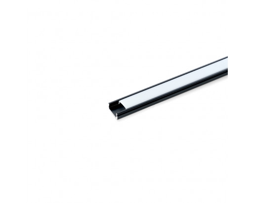 Профиль для LED ленты накл. 1606 ЧЕРНЫЙ (2000х16x6мм) Шир. ленты до 10мм (рассеив. БЕЛЫЙ матовый, загл.-2шт., креп.-4шт.) 10371 CAB262 Feron