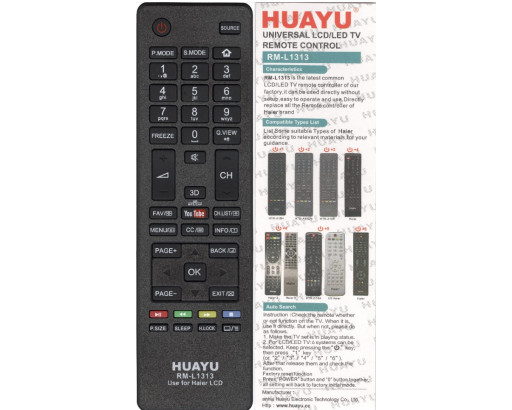 Пульт Универсальный для Haier RM-L1313 корпус пульта как HTR-A18EN с кнопкой Youtube и 3D
