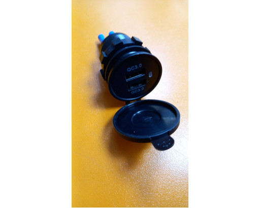 Гнездо USB врезное под закрутку с заглушкой (2 USB, QC3.0, 12V-24V) круглый CR1020