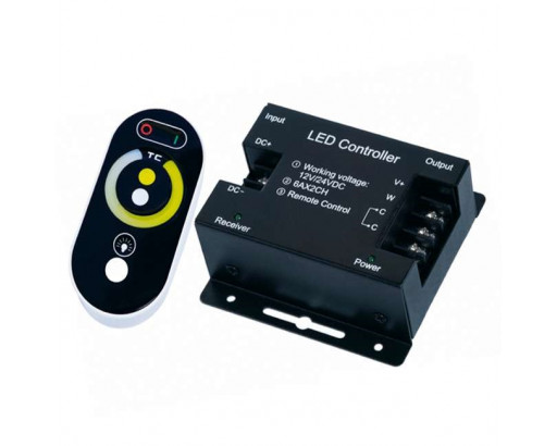 Контроллер для CCT лент СЕНСОРНЫЙ RF 12A (2канала х 6A) DC12-24V, 144W /288W , черный, мет. HT-038WW