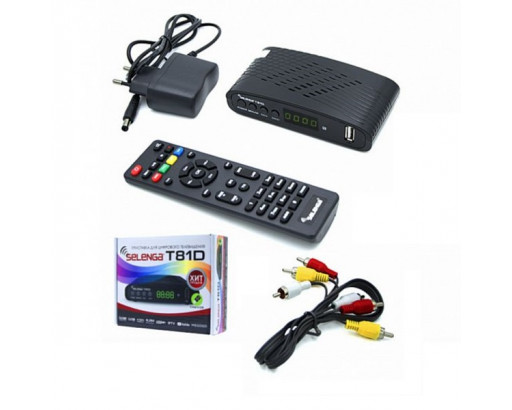 Ресивер эфирный Selenga T81D DVB-T/T2/C (2USB/HD/RCA/кнопки/дисплей/пластик/ пульт/H264/поддержка Wi-Fi/ Youtube, IPTV)