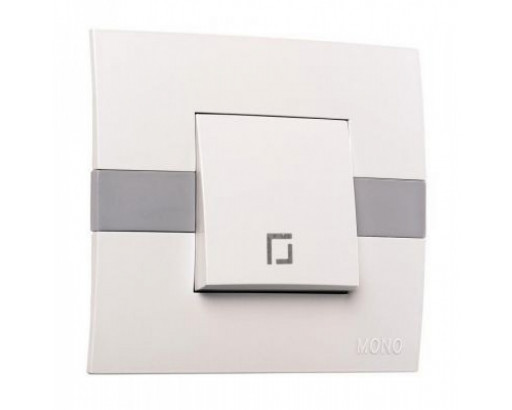 MONO Electric ECO  Выкл 1СП белый с серой вставкой (с подсветкой)                  101-010201-101