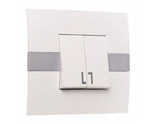 MONO Electric ECO  Выкл 2СП белый с серой вставкой                101-010201-102