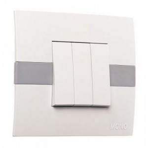 MONO Electric ECO  Выкл 3СП белый с серой вставкой            101-010201-114