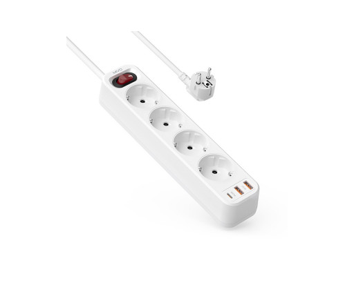 Сетевой фильтр MIVO MC-403 4 розетки + 2 USB + PD 20W, 1 Type-C 2м 4000W , 16A белый