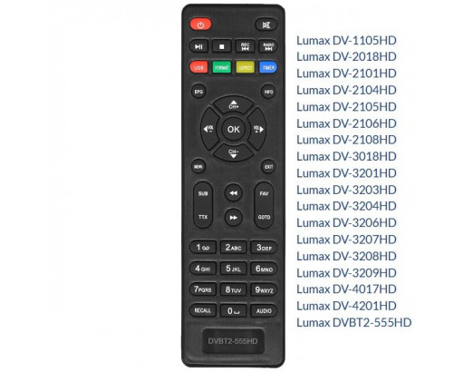 Пульт DVB-T2 Lumax (универсальный) мал. DV-4017HD, DV-3018HD, DV-2018HD, DVBT2-555HD